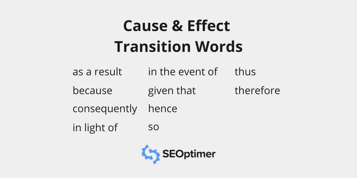 przyczyna i skutek seo słowa przejściowe